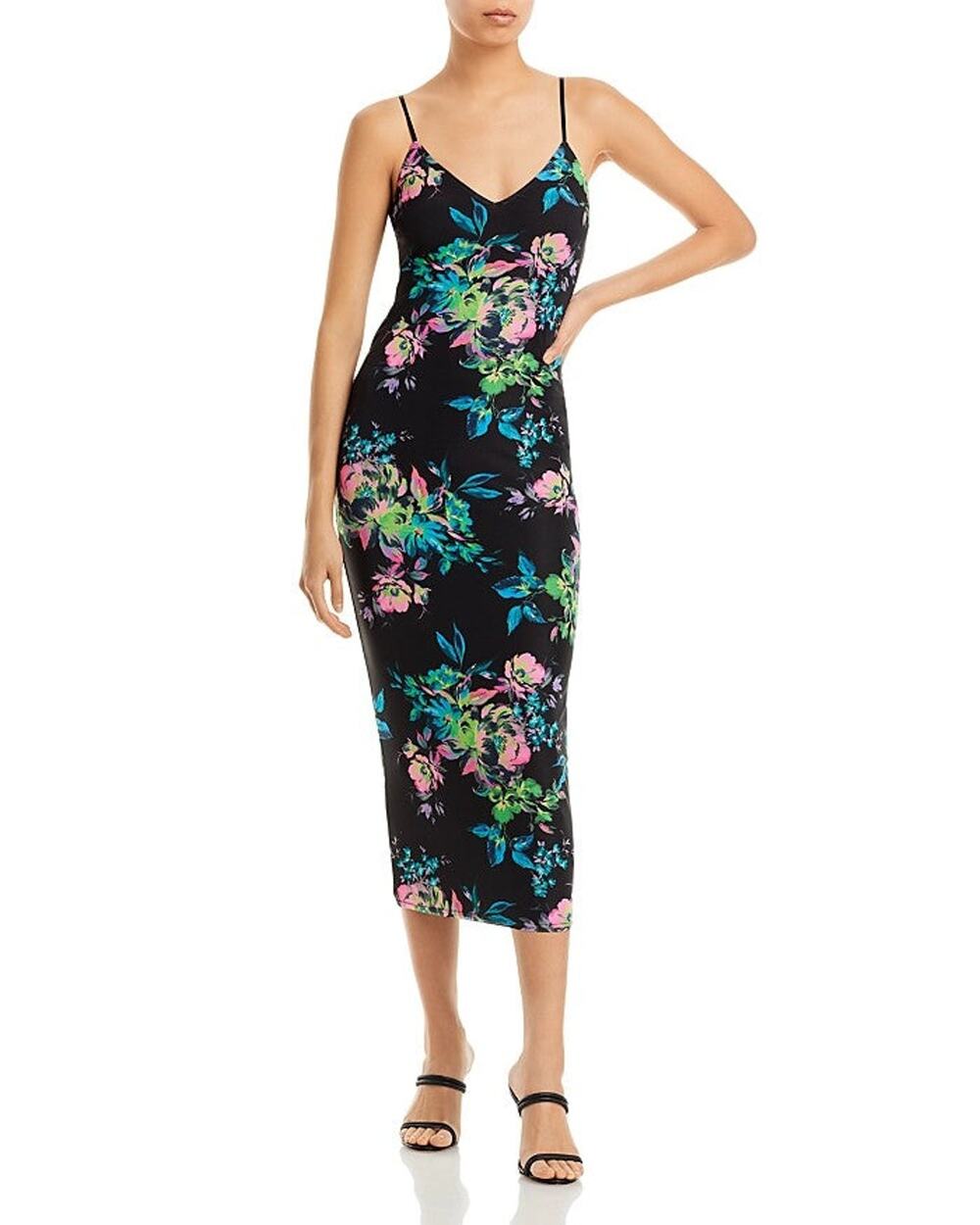 AFRM Amina Floral Mesh Slip Midi Dress - S